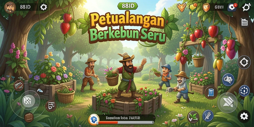 Screenshot dari gameplay 88ID menampilkan aktivitas bercocok tanam yang seru.