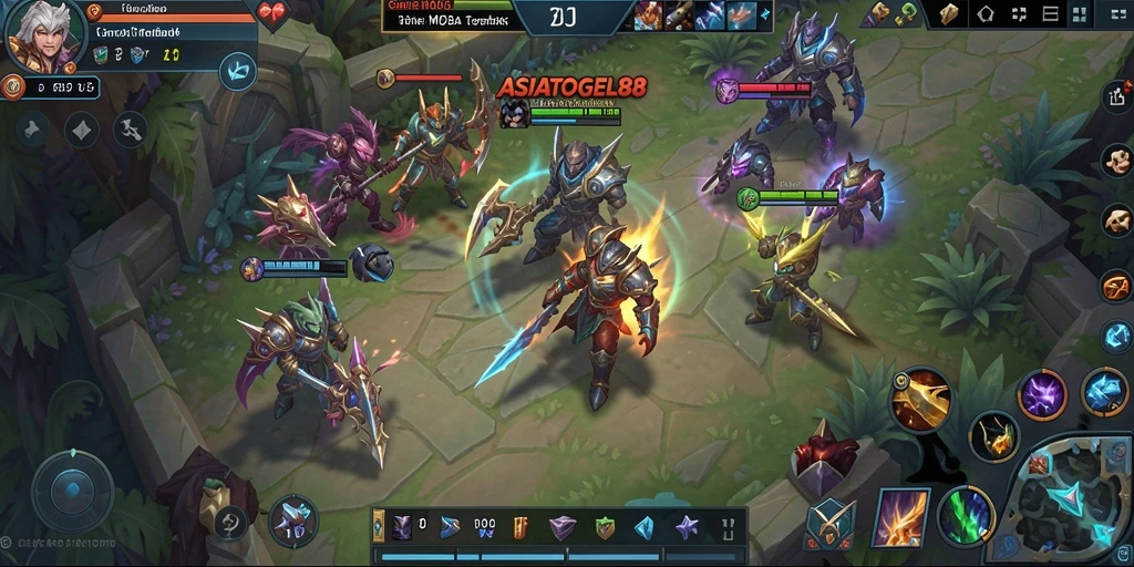 Tampilan gameplay seru dalam ASIATOGEL88 dengan pertarungan tim strategis.
