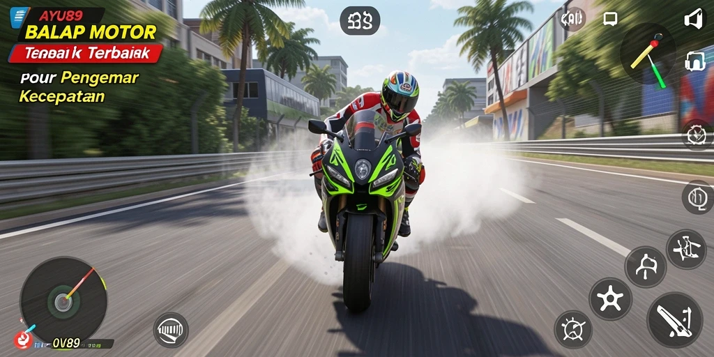 Gameplay seru AYU89 dengan balap cepat motor.