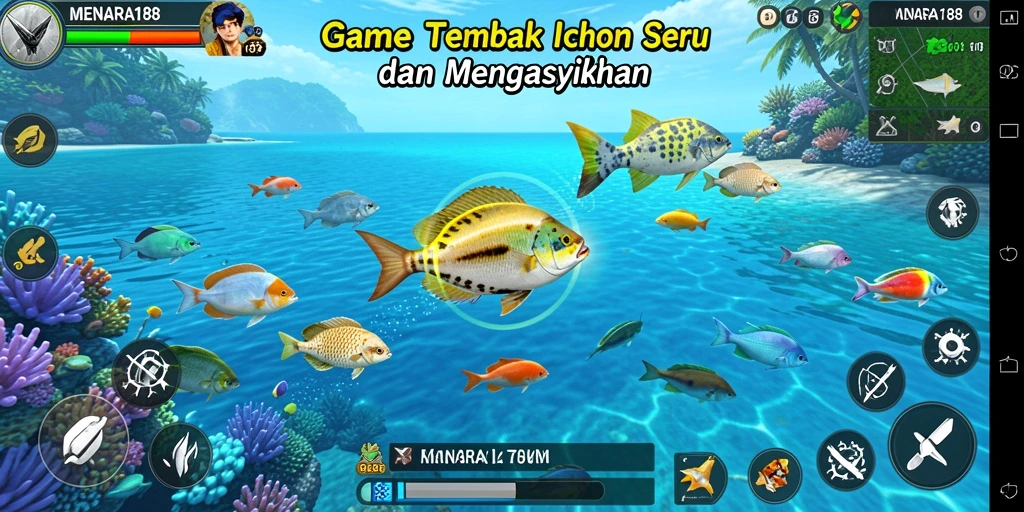 Screenshot MENARA188 menampilkan gameplay Tembak Ikan yang seru.