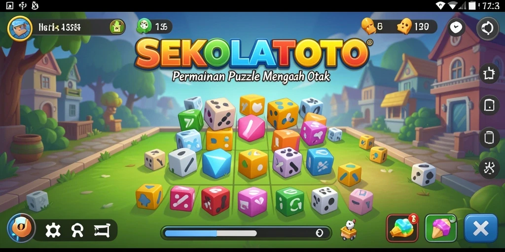 Screenshot gameplay <strong>SEKOLAHTOTO</strong> menunjukkan berbagai teka-teki menarik.